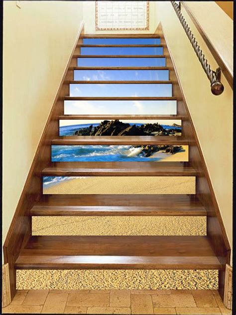 3d Beach Scenery 377 Stair Risers Aj Wallpaper