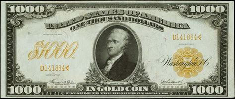 1907 One Thousand Dollar Gold Certificate Alexander Hamiltonworld