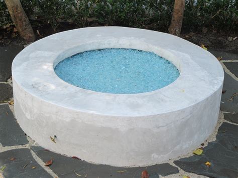 Custom Built Fire Pit With Blue Crushed Glass Fire Pit Construction Building Construction Fire
