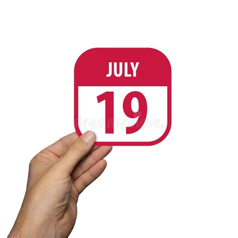July 19th Day 19 Of Monthhand Hold Simple Calendar Icon With Date On