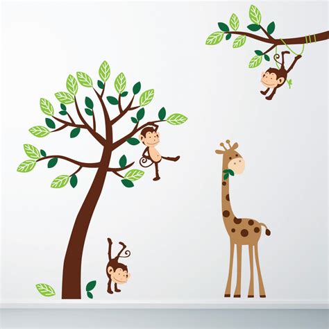 Monkey And Giraffe Jungle Wall Sticker 7001 Stickers Wall