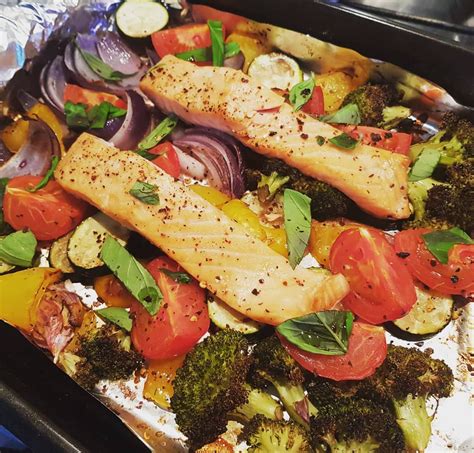 Zone Diet Recipes On Instagram “dinner Salmon Tray Bake Protein 3