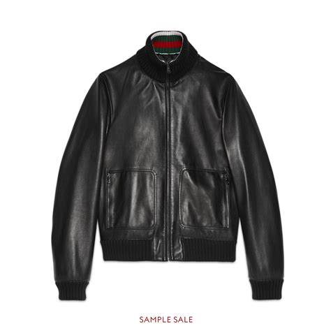 Gucci Men Leather Bomber Jacket 408378xg1361010