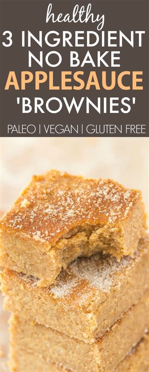 3 Ingredient No Bake Applesauce Brownies Paleo Vegan Gluten Free