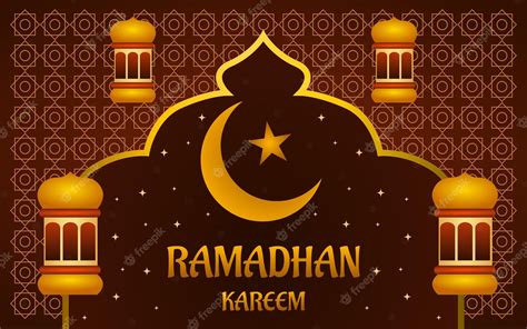 Ilustración De Ramadan Kareem Con Luna Estrella Y Fondo Marrón Vector
