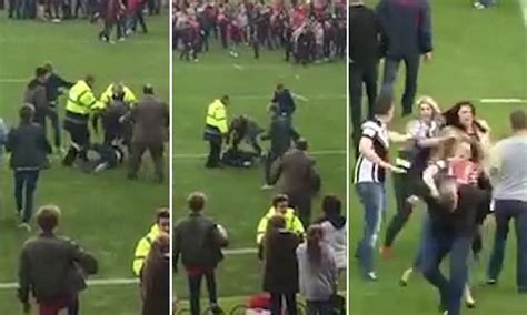 Mass Brawl Erupts On The Pitch As Rugby League At Hull Kr And Salford Red Devils Game