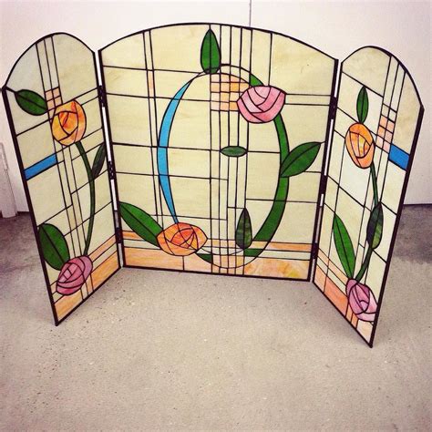 Artnouveau Leaded Glass Fire Screen In For Our Antiques