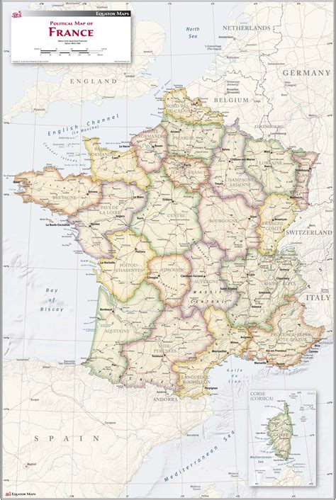 France Political Wall Map By Equator Maps Mapsales Images And Photos