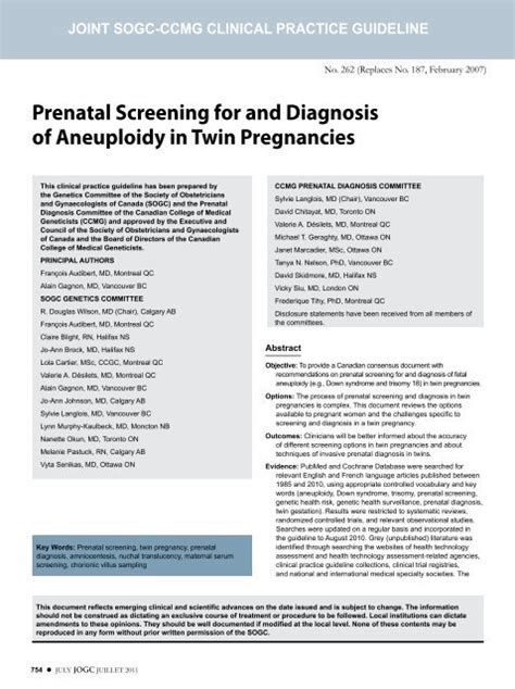 Prenatal Screening For And Diagnosis Of Aneuploidy In Twin
