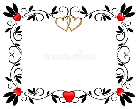 Hearts Wave Border Frame Valentines Day Card Stock Illustration