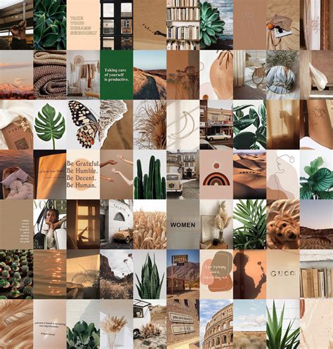 Boho Photo Wall Collage Earth Tone Aesthetic Collage Kit Boujee Wall
