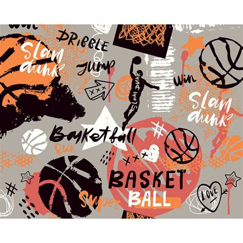 Graffiti Basketball Medium Mural By Origin Murals Orange Mural Wallpaper Direct Graffiti