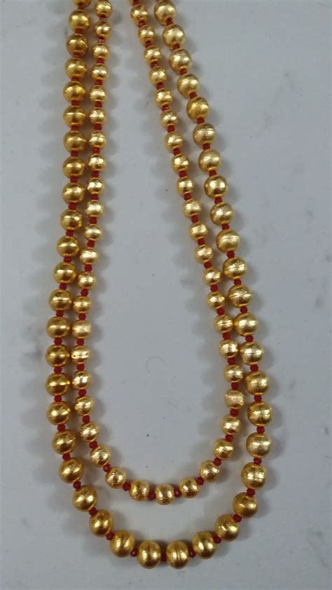 Double Layer Golden Bead Necklace Black Beads Mangalsutra Design