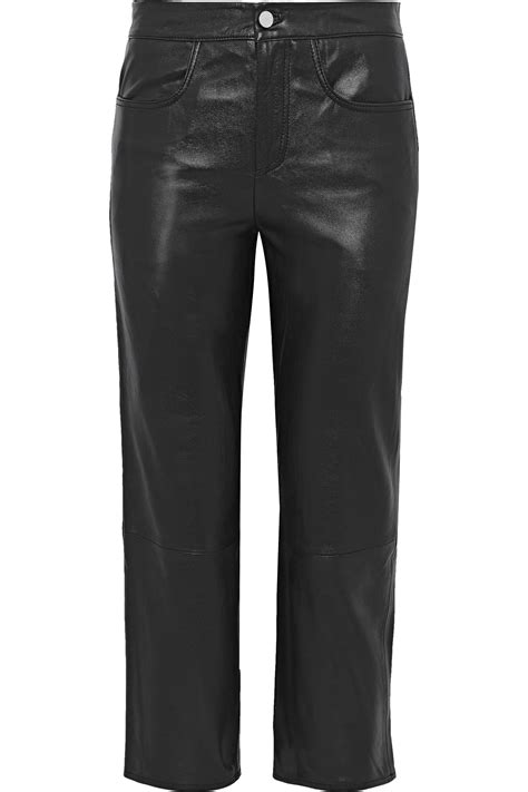 Muubaa Cropped Leather Straight Leg Pants Black Save 14 Lyst