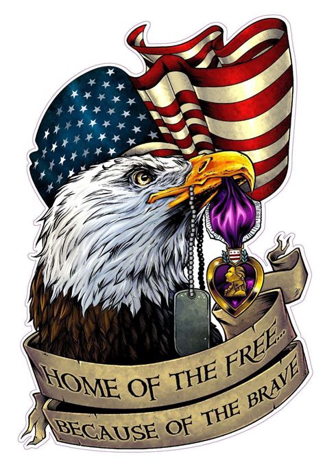 American Eagle Purple Heart Home Of The Free Because Of The Brave Decal