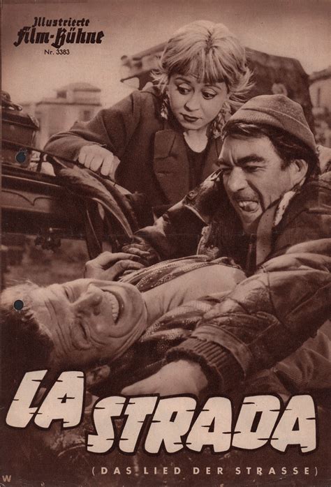 She follows him on the road (la strada) and helps him during his shows. La Strada 1954 German Program | Posteritati Movie Poster ...