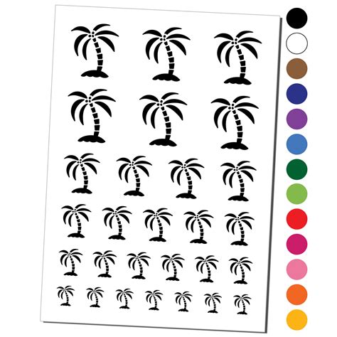 Palm Tree On Tropical Island Water Resistant Temporary Tattoo Set Fake