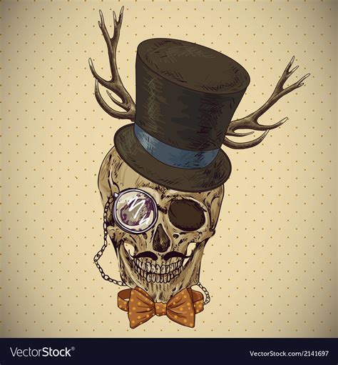 Hipster Skull Vintage Background Royalty Free Vector Image