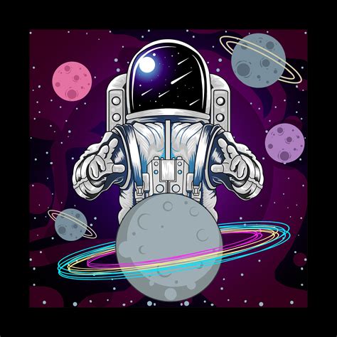 Astronaut And Planet In Space 1156781 Vector Art At Vecteezy