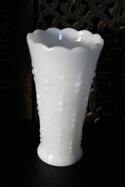 Vintage White Milk Glass Scalloped Vase Wedding Decor Home Etsy In 2021 Milk Glass Decor