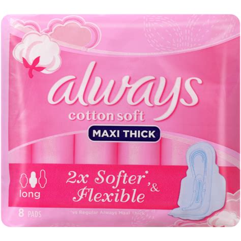 Always Cotton Soft Maxi Thick Long Sanitary Pads 8 Pack Sanitary Pads