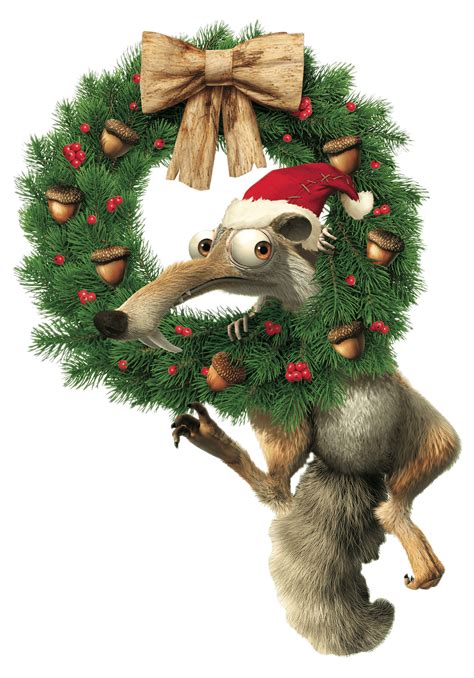 Ice Age Character Scrat On Christmas Wreath Transparent Png Stickpng