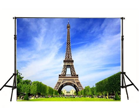 7x5ft Eiffel Tower Photography Paris Backdrops Blue Sky Backgrounds