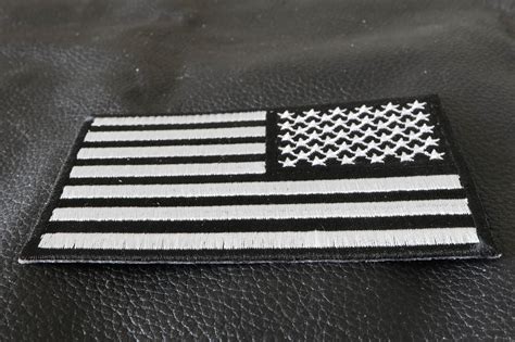 Reversed 4 Inch Black And White Us Flag Patch Embroidered Patches By