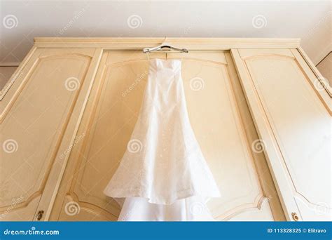 Wedding Dress On The Wardrobe For Bride Stock Image Image Of Bridal