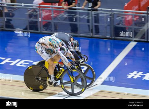 Mens Sprint Photo Finish At The Uci Track Cycling World Cup Manchester