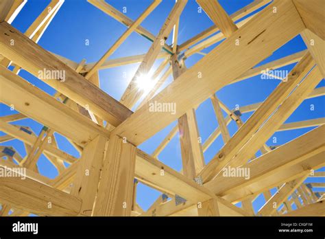 New Home Construction Framing Stock Photo Alamy