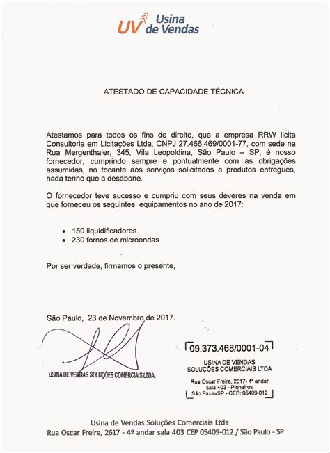 RRW Licita ATESTADOS DE CAPACIDADE