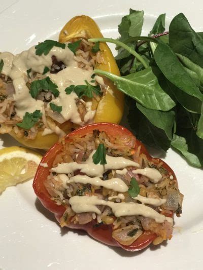 Herbed Stuffed Peppers With Tahini Sauce Growing Gardens