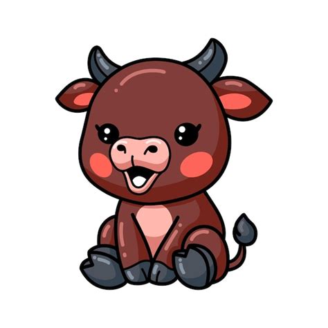 Premium Vector Cute Baby Bull Cartoon Sitting