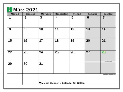 Auf kalenderland.com finden sich vielen weitere kostenlose kalendervorlagen zum ausdrucken. Kalender "Kanton St. Gallen" März 2021 zum ausdrucken ...