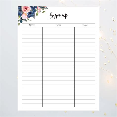 Printable Cute Sign Up Sheet