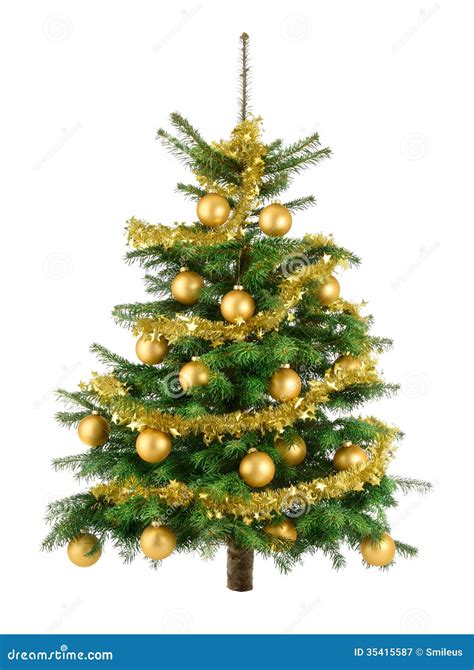 Lush Christmas Tree With Gold Baubles Royalty Free Stock Photography