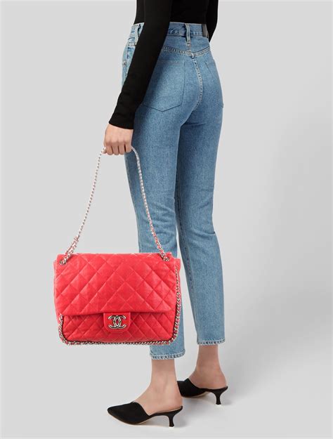 Chanel Maxi Chain Around Flap Bag Red Shoulder Bags Handbags
