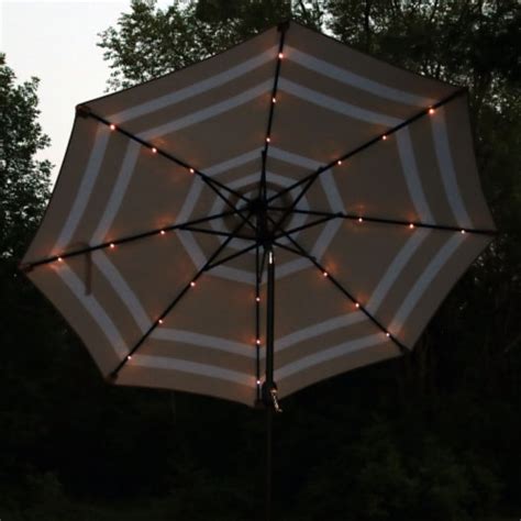 9ft Solar Patio Umbrella Led Lighted Outdoor Market Table Tilt Beige