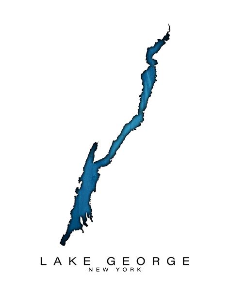 Wall Art Map Print Of Lake George New York Etsy