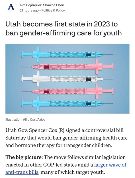 Prodigal On Twitter Utah Becomes 1st State In 2023 To Ban “gender Affirming” Youth Care
