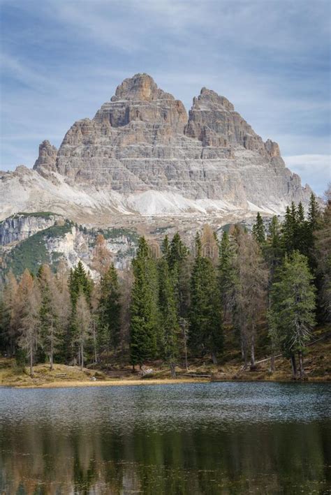 Tre Cime Di Lavaredo Reflected In Misurina Lake Dolomites Alps Italy