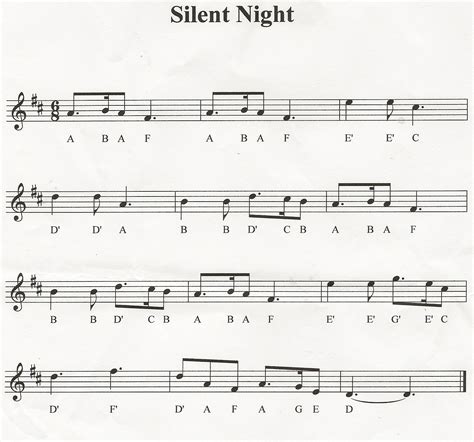 Free christmas music pdf, digital, printable. Tin Whistle On-Line Christmas Tune Silent Night