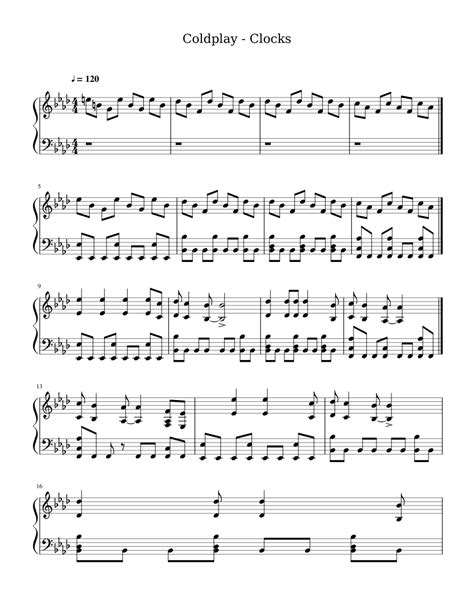Coldplay Clocks Sheet Music For Piano Solo