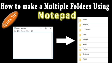 How To Create A Multiple Folders Using Notepad In One Click Youtube
