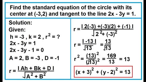 Find The Standard Equation Of A Circle Given A Center And A Tangent