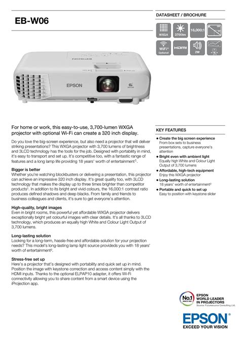 Epson Eb W Wxga Lcd Projector Lumen