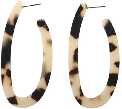 Acrylic Resin Leopard Print Mottled Hoop Earrings For Women Dangle Stud