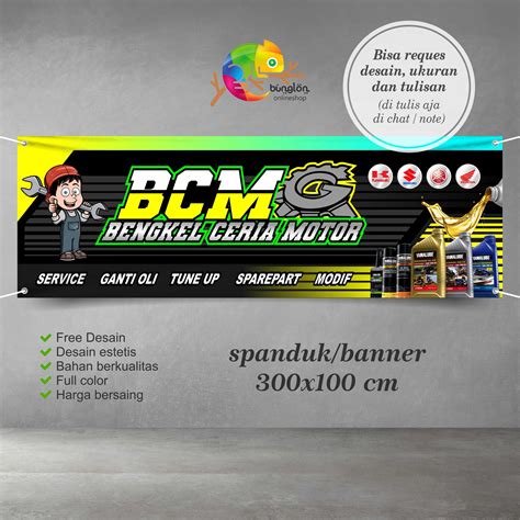 Size 300x100 Cm Spanduk Banner Bengkel Motor Racing Murah Lazada