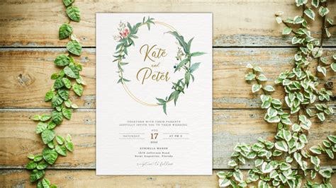 Greenery Wedding Invitation Template Set Botanical Rsvp